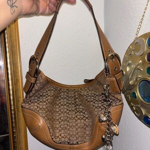 Coach Tan and Brown Shoulder Bag